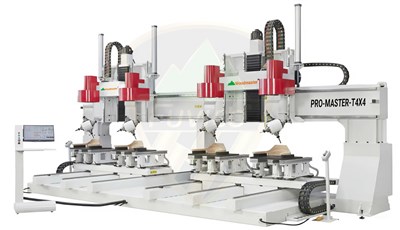 MÁY PHAY CNC TRUNG TÂM 3D 5 TRỤC 4 ĐẦU LÀM VIỆC ĐỒNG THỜI PRO-MASTER-T4X4 WOODMASTER